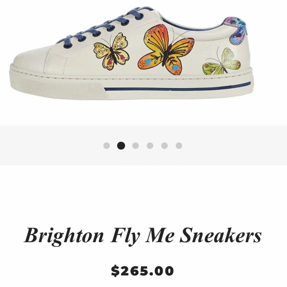 Brighton Leather Fly Me Sneaker with Whimsical Animated Butterfly Print Size 10 - Picture 2 of 16
